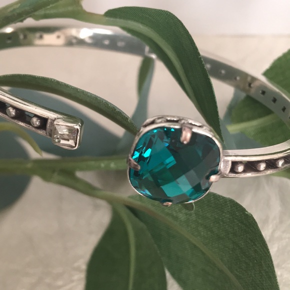 Brighton Retired Lovable Hinged Bangle Silver-Green NWOT Rare - Picture 2 of 15